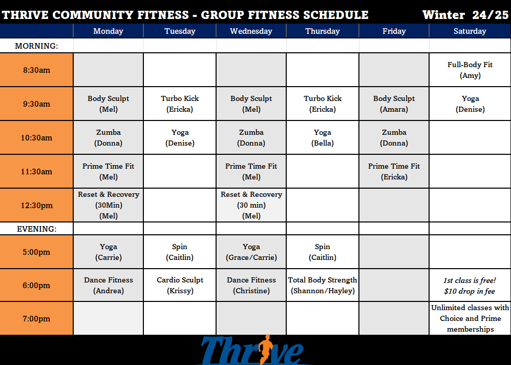 Winter 24 25 group x schedule